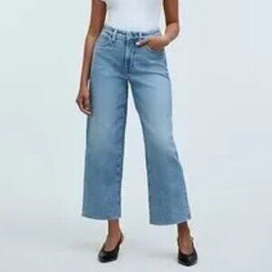 Madewell Perfect Vintage Wide Leg Crop Jeans Size 30 Raw Hem Relaxed High Waist